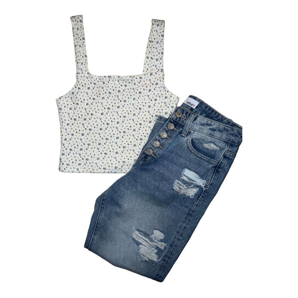 American Eagle floral crop tank top
